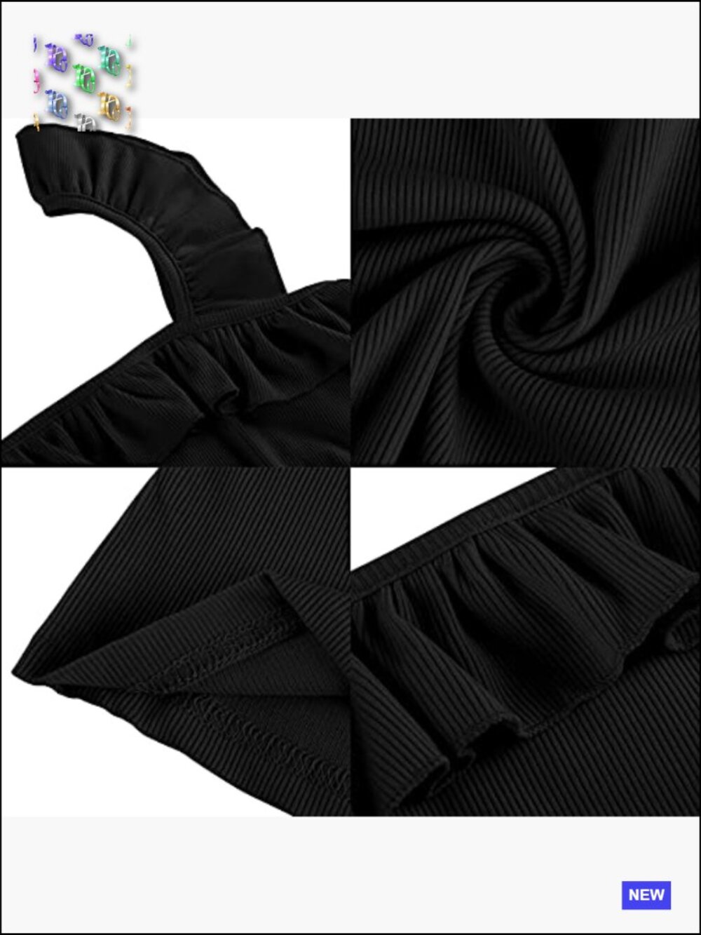 Sleeveless Tank Top Ruffle Strap Square Neck Knitted Camisole Summer Cute Knit - Picture 4 of 7